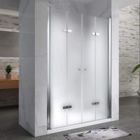 i-flair Duschfalttüren, Duschabtrennung aus 6 mm satiniertem Sicherheitsglas Breite: 88-92 cm - Höhe: 195 cm