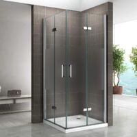 i-flair Falttür Duschkabine aus teilsatiniertem 6 mm Sicherheitsglas - DK13 100x80x180 cm