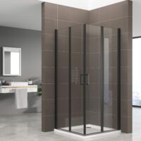 Duschbär - Duschkabine ALINA, Höhe: 190 cm Eckduschkabine mit Falttüren aus 6 mm durchsichtigem Nano-Sicherheitsglas mit schwarzen Aluminium Profilen DGK61 85x95 cm