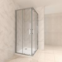 Duschkabine mit Schiebetüren Eckdusche mit Rollensystem aus ESG Glas 180 cm Hoch 100x100 cm