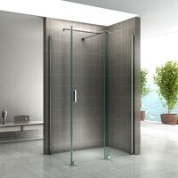i-flair Duschkabine NADINE 150x80 cm Tür: 150 cm Duschabtrennung mit Schiebetür in Chrom 8mm ESG Sicherheitglas Klarglas