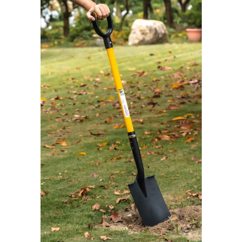 Pelles pour Creuser, 78cm Bêche de Jardin en Acier avec Poignée en D - Pelles pour Creuser en Sols Durs et Caillouteux pour Camping Car Gardening/Noir Mat