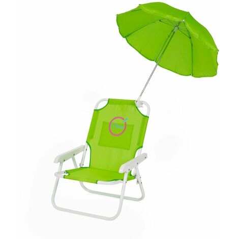 Fauteuil enfant avec parasol inclus O'Kids - Structure pliable et confortable - Couleur : Vert - Vert