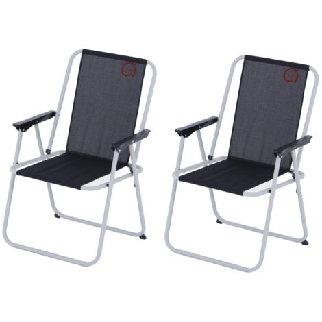 Lot de 2 fauteuils piccolo de camping pliables - O'Camp - Noir - Dimensions : 57 x 80 x 55 cm (1/4)