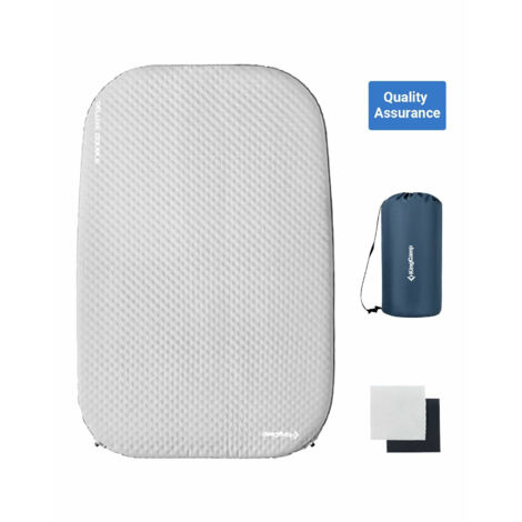 Matelas gonflable double - Kingcamp - Gris - Sac de transport inclus - 198 x 7,5 x 130 cm (1/4)