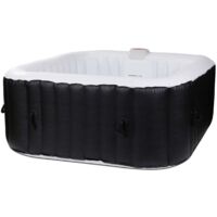 Spa gonflable carré 6 places OSPAZIA - 185 x 185 cm - Filtre et bâche inclus - Noir