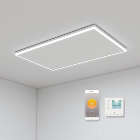 Infrarotheizung Deckenmontage 700 Watt, Deckenheizung Infrarot mit LED Beleuchtung, Infrarotheizung Decke mit Thermostat, App Fernbedienung Steuerung, Elektroheizung Heizplatte Heizkörper Heizpaneel