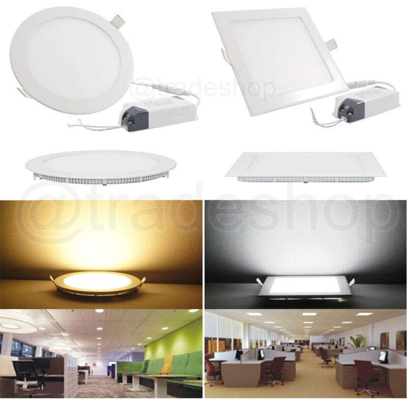 Lot De 1 à 20 Panneaux LED Encastrables Slim - Rond Ou Carré - Blanc Chaud/froid/neutre