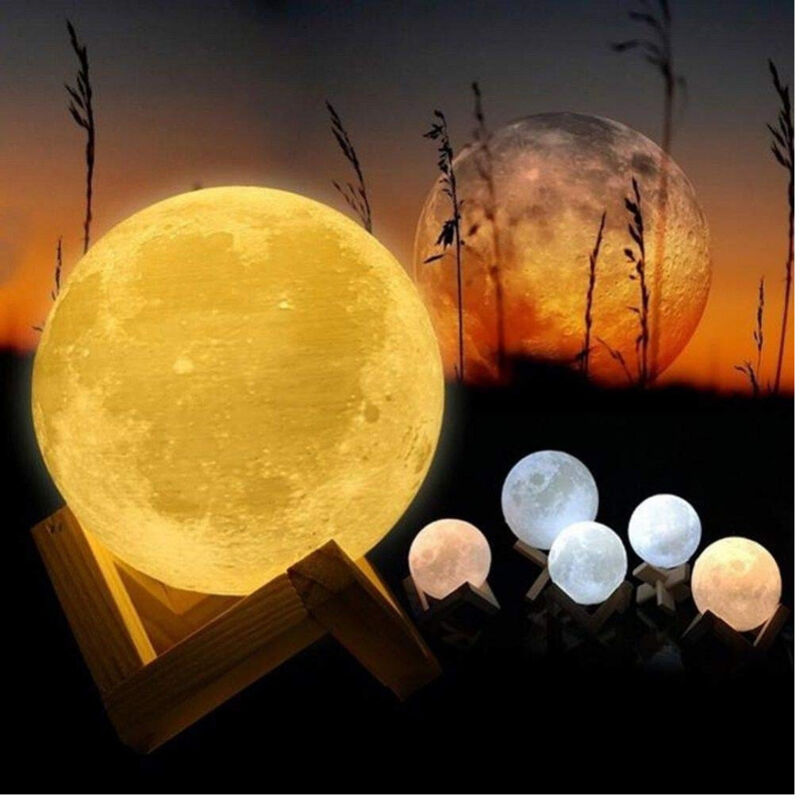 Lampe Led Tactile En Forme De Lune Impression 3d Rechargeable Intensité