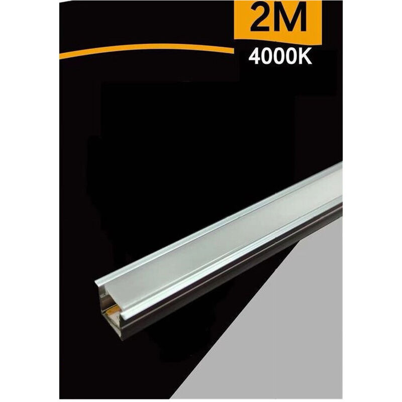 Profilo in Alluminio ALFA da 2 mt da Incasso a Scomparsa in Cartongesso per Striscia LED Cover Opaca