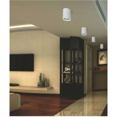Portafaretto A Cilindro Gesso Soffitto Verniciabile Support Faretti Gu10 Gs-c11 (1/5)