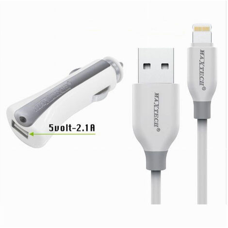 Ensemble De Chargeur De Voiture Câble De Données Lightning 1mt Ma-ip02 Maxtech (1/3)