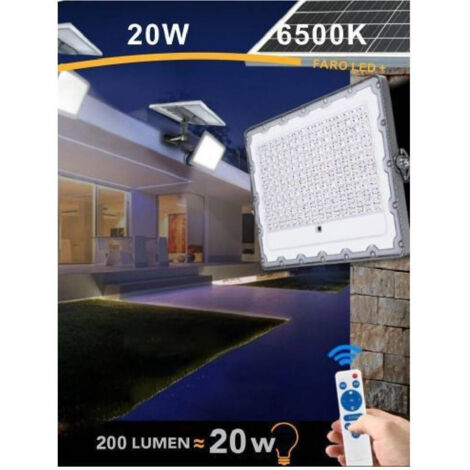 Faro Led Solare Crepuscolare 20w Pannello Energia Solare Telecomando Ip65 Sl-20w (1/5)