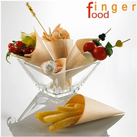 Set 12 Coni Finger Food In Fibra Di Pioppo Catering Aperitivo 17 X 11,5 Cm (1/3)