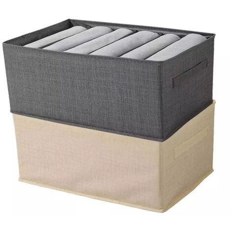 Organizer Armadio In Tessuto – 16 Scomparti Per Calze, Biancheria Intima, Cravatte – Impilabile, Pieghevole, Antipolvere – Confezione Da 4 Pezzi, Cotone E Lino, 32x32x10 Cm