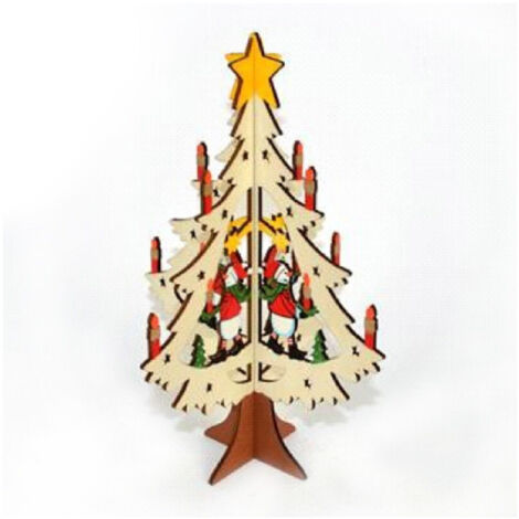 Albero In Legno A Incastro Con Personaggio Natalizio Decorazioni Natalizie (1/2)
