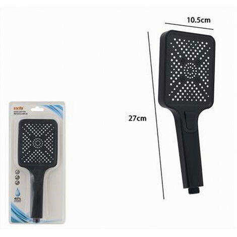 Doccetta Soffione Multigetto Pulsante Doccia Nero Rettangolare 10.5x27 ...