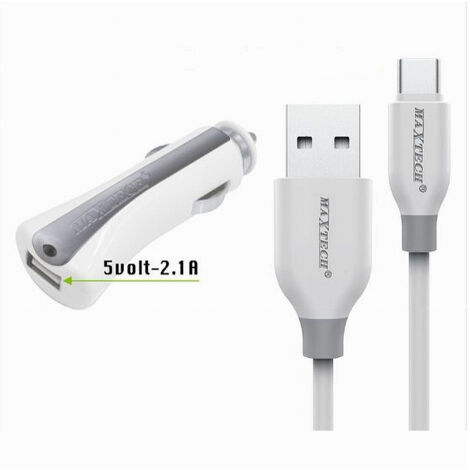 Chargeur De Voiture Avec Câble Usb Type C 1 M, Charge 10 W, Maxtech Ma-tc01