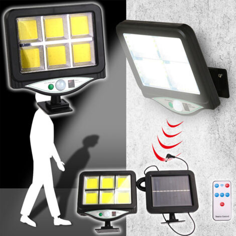 Projecteur Avec Panneau Solaire Détecteur De Mouvement Télécommande 128 Led 6 Cob (1/5)