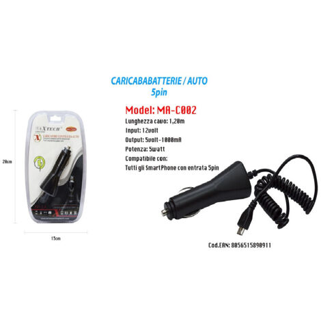 Caricabatterie USB Auto 2.1A Dual Con Fusibile Piggyback Per VW T5 (2003-2009) E Camper – Presa 12V Con Cablaggio, Nero