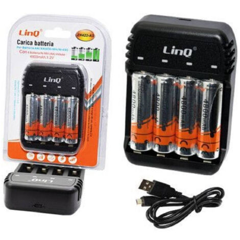 Chargeur De Batteries Aaa Batteries 4 Slots Zn422-a5 + 4 Batteries Rechargeables 4800mha (1/2)
