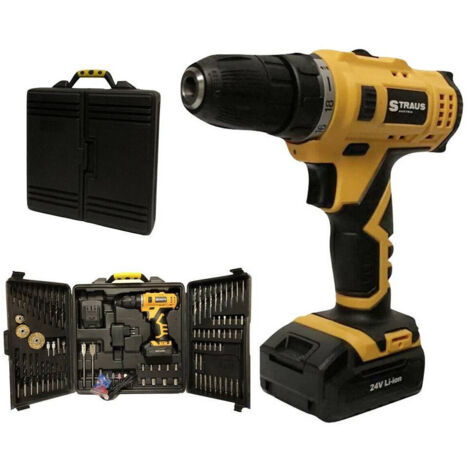 Trapano Avvitatore In Doppia Batteria At Litio 24v + 92 Accessoires Avec Valigie (1/5)