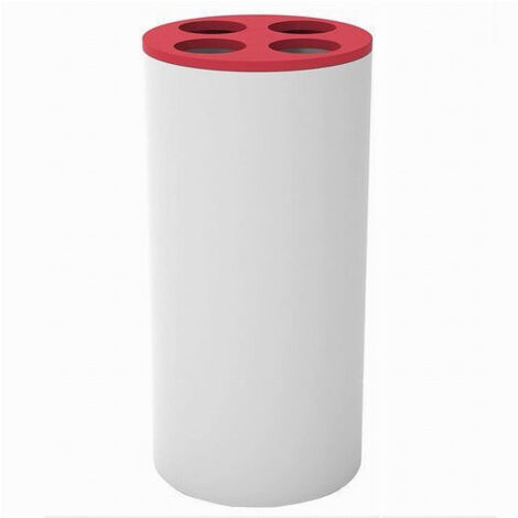 Bicchiere Portaspazzolini 4 Fori Bianco Rosso In Plastica Accessorio Bagno 69938 (1/2)