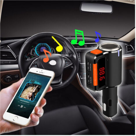 émetteur Mains Libres Bluetooth Avec écran Fm Lecteur Mp3 Usb Modulateur De Voiture (1/5)