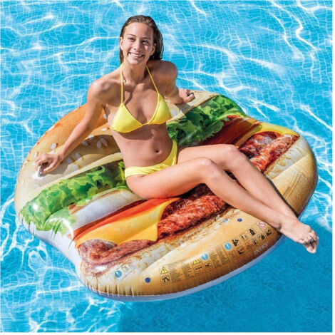 Materassino Isola Gonfiabile Stampa Hamburger Pvc Mare Piscina 145 X 142 Cm (1/4)