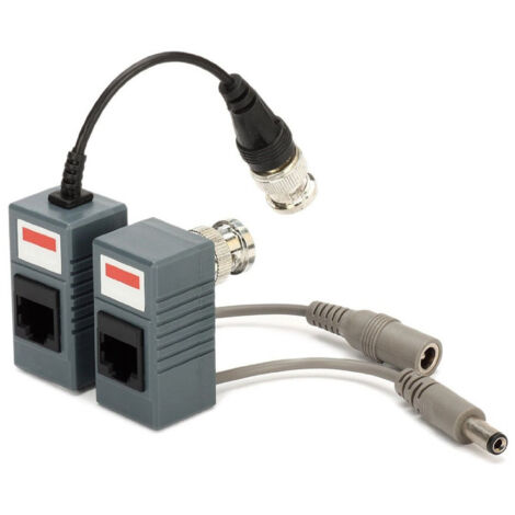 Paire D'émetteurs Vidéo Audio Balun Alimentation Port Lan Câble Rj45 Cat 5 (1/4)