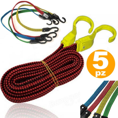 Courte élastique Avec Le Gancis Pour Bici, Moto, Auto 5 Pezzes De 1.5 M X 2 Cm (1/4)