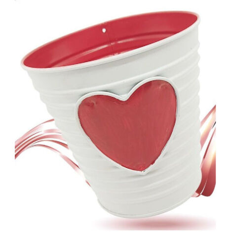Secchiello Decorativo Cuore Rosso In Latta 14 Cm (1/2)