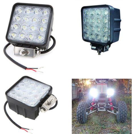 Phare Additionnel 12 V 16 Led 48 W Pour Voiture Tout-terrain Carrée 6 000 K Ip68 (1/5)