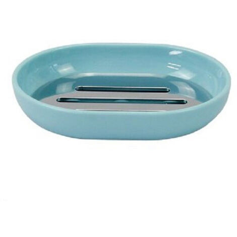 Porte-savon Bleu Clair Argenté Accessoires De Salle De Bain 12.5x9.5 Cm 79889 (1/2)