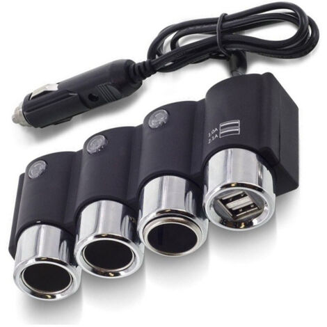 Répartiteur De Prise Allume-cigare 3 Voies, 2 Ports Usb, Chargeur De Batterie 120 W Ic-1503 (1/2)