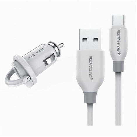 Kit Chargeur Voiture 5v-2.1a Type-c Cable Usb 1m Charge 10w Maxtech Ma-tc02 (1/3)