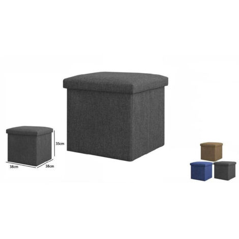 Pouff Pouff Pouff Contenant Enduit Avec Siège En Tissu 38 X 38 X 35cm 69586 (1/2)