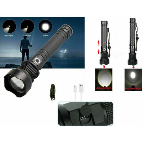 Torche Tactique/militaire Cree T6 Led Rechargeable Zoom Double Batterie A89-p70 (1/5)