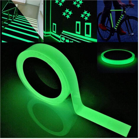 Ruban Adhésif Fluorescent De Sécurité Imperméable Lumière Verte 3m X 3cm (1/4)