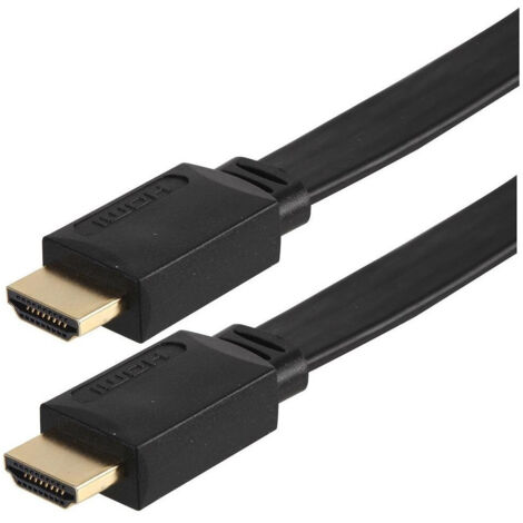 Câble Plat Hdmi 1080p Mâle-mâle Noir De 1,5 M Pour Console De Jeux Tv (1/2)