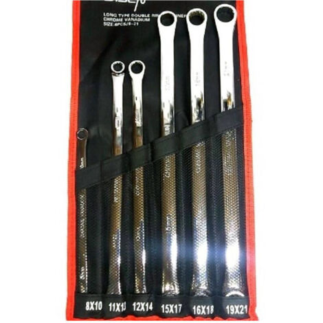 Set 6 Pcs Extra Long Double Open End Spanners 8mm-21mm Metric (1/5)