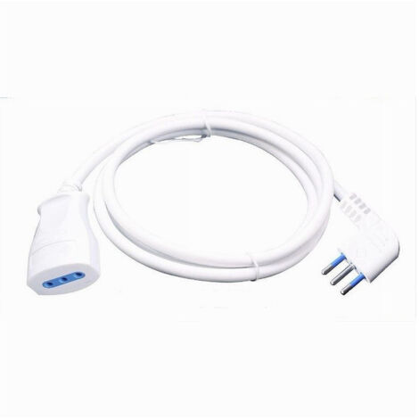 Extension Linéaire Blanche 5 Mt Avec Fiche 10a 2p + T + 10a 2p + Câble De Jupe 90 ° 83271 (1/2)