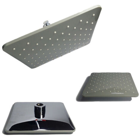 Pomme De Douche Carrée 20x20cm Bain Effet Pluie Slim Chrome 93004 (1/4)