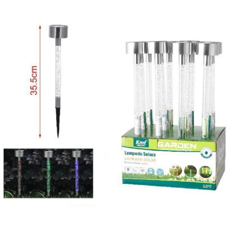 Set 12pcs Lampe Solaire 35.5cm Avec Tuteur Coloré Led Bulles Jardin 2003021 (1/3)