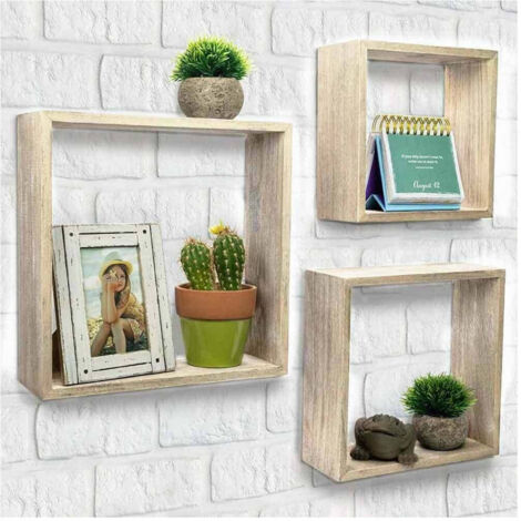 Set 3 Measures Modern Design Cubo Mensola Scaffale Dans La Beige (1/5)