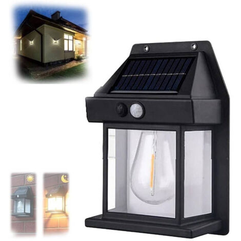 Lampe Murale Solaire Detecteur De Mouvement Lampe Murale Led Tungstene Ip65 Noir (1/5)