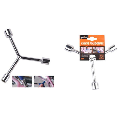 Clé Polygonale Type Y Avec Douilles Hexagonales 11-13-15 Mm Bici Hardware 91592 (1/2)