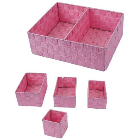 11 Pcs Boîtes Textiles Modulaires Organisateur De Salle De Bain Armoires étagères 79083 Rose (1/2)
