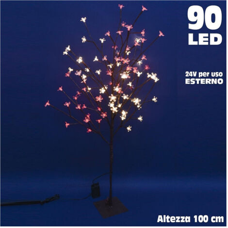 Sapin De Noël Lumineux Cerisier D'extérieur 90 Led 100cm Blanc Chaud Et Rouge (1/3)