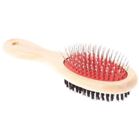 Brosse Double Pour Chiens Animaux Chats Rateau Peigne Cardeuse Ovale En Bois (1/3)